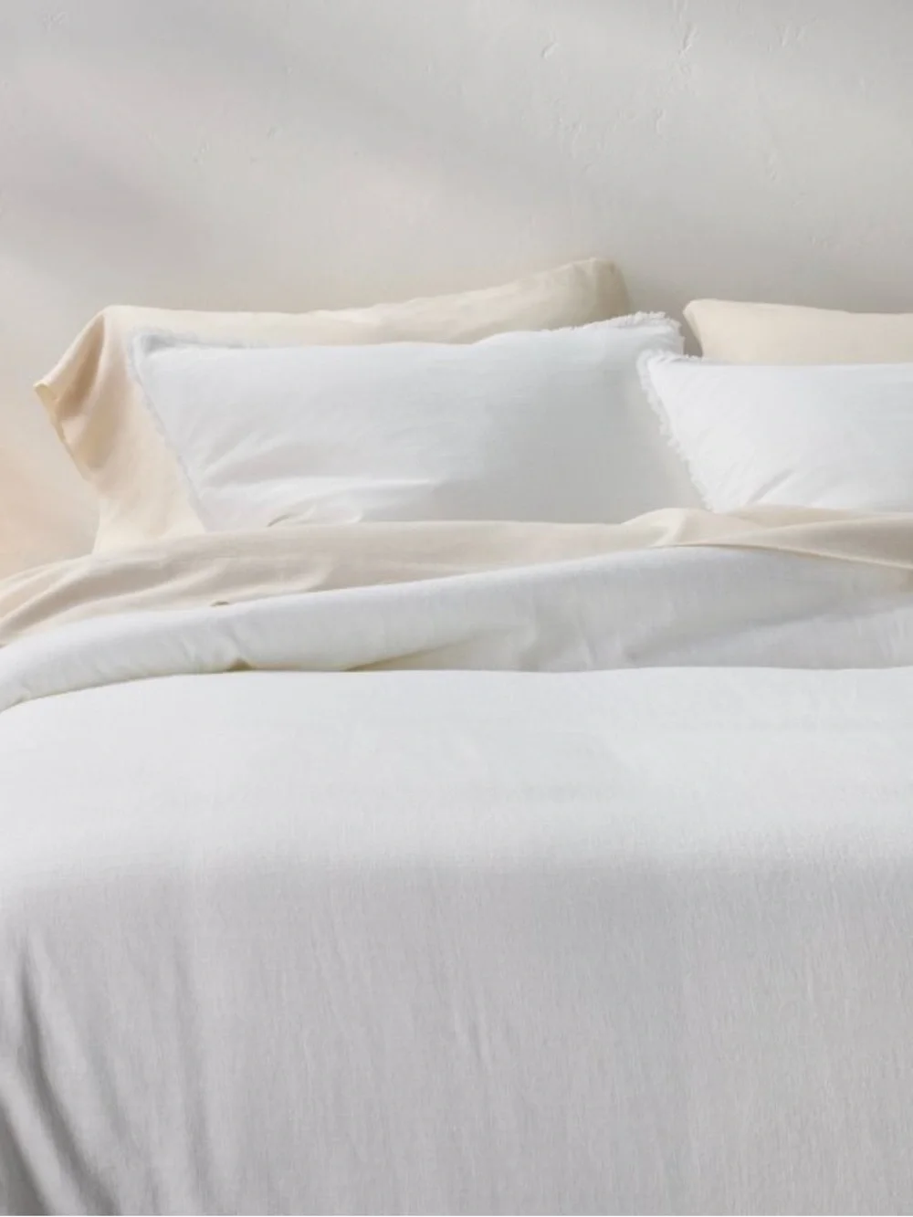 White Cotton Linen Duvet Cover Set - Neutral Bedding